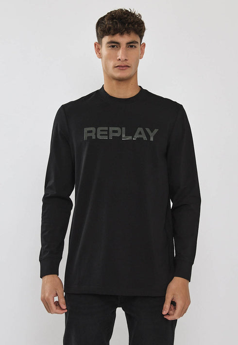Replay tshirt טישרט ריפליי שרוול ארוך בצבע שחור לגבר